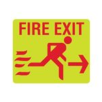 Luminescent Fire Exit Running Right Arrow Sign
